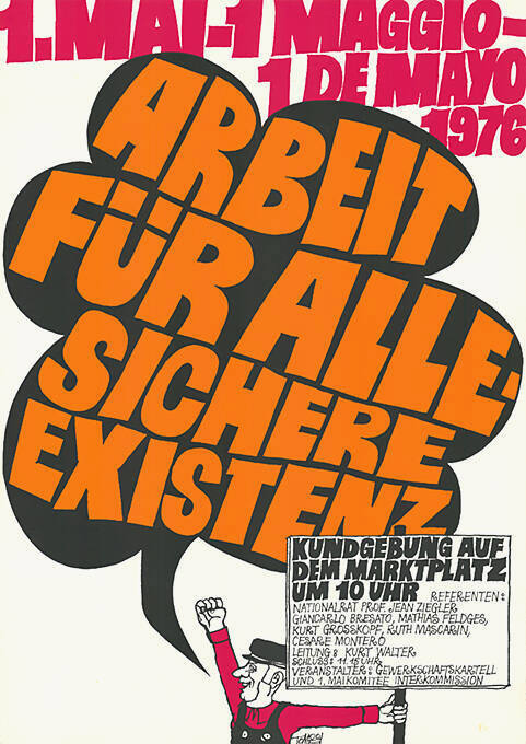 1. Mai – 1 maggio – 1 de mayo 1976, Arbeit für alle – sichere Existenz