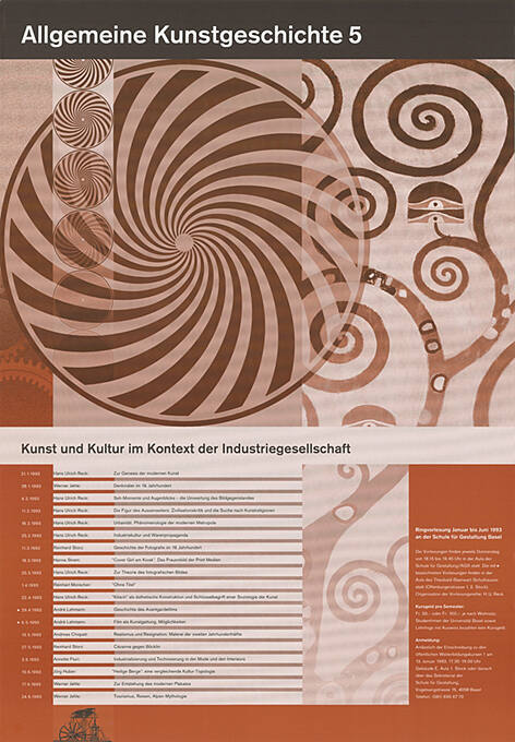 Allgemeine Kunstgeschichte 5, Kunst und Kultur im Kontext der Industriegesellschaft, Aula Schule für Gestaltung, Basel