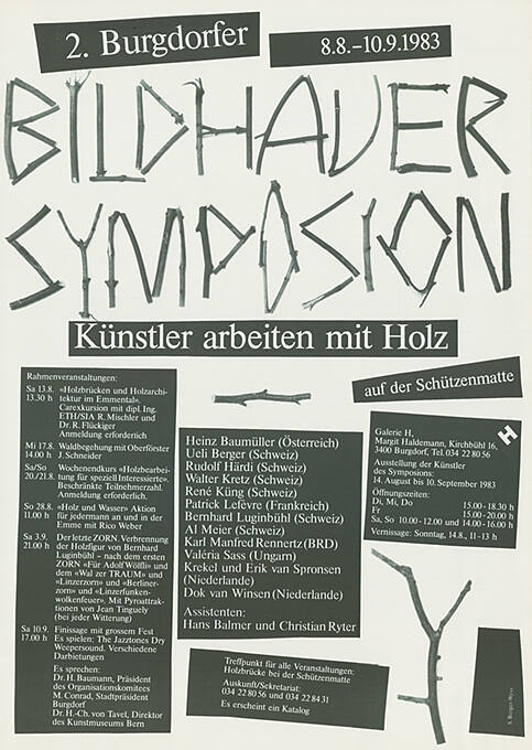 2. Burgdorfer Bildhauer Symposion, Künstler arbeiten mit Holz, Galerie H, Burgdorf