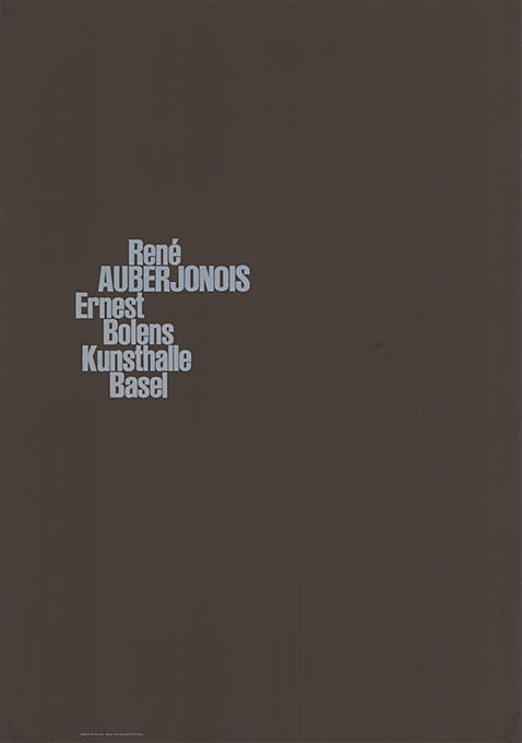 René Auberjonois, Ernest Bolens, Kunsthalle Basel