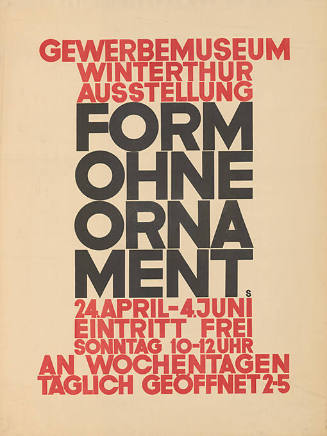 Form ohne Ornament, Gewerbemuseum Winterthur