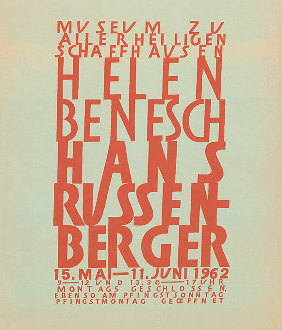 Helen Benesch, Hans Russenberger, Museum zu Allerheiligen, Schaffhausen