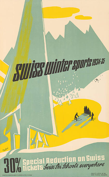 Swiss Winter Sports 1934–35, 30% Special Reduction on Swiss Tickets