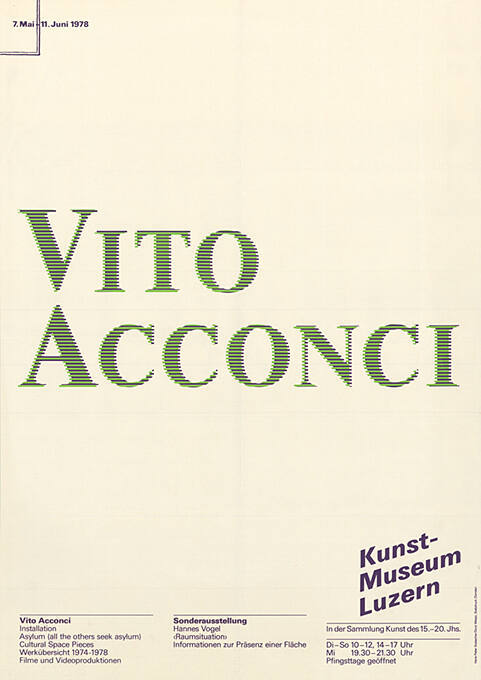 Vito Acconci, Kunstmuseum Luzern