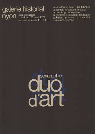 Sérigraphie Duo d’Art, Galerie Historial, Nyon