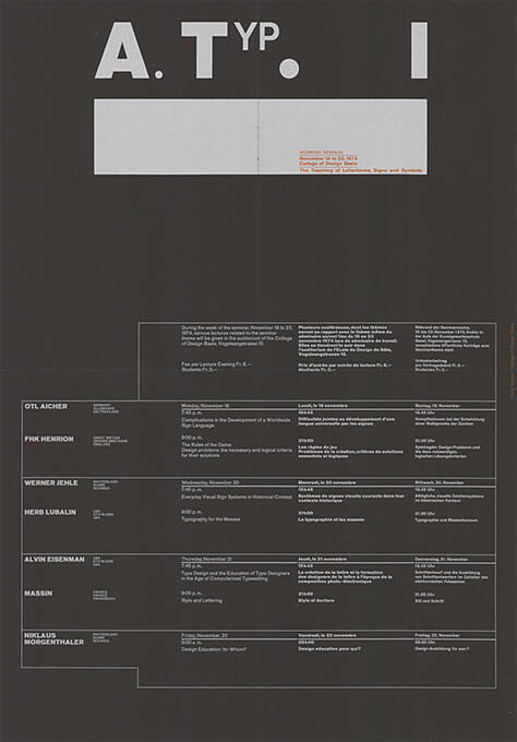 ATypI, Working Seminar, College of Design, Basle