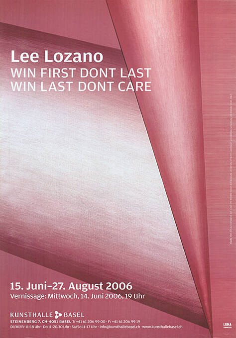 Lee Lozano, win first dont last, win last dont care, Kunsthalle Basel