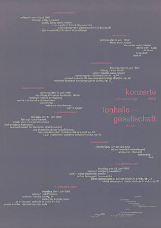 Junifestwochen 1969, Tonhalle-Gesellschaft, Zürich