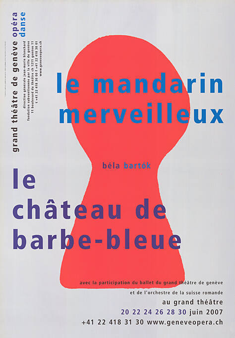 Le mandarin merveilleux, Le château de Barbe-bleue, Béla Bartók, Grand Théâtre de Genève