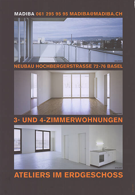 Madiba, Neubau Hochbergerstrasse 72-76 Basel, 3- und 4-Zimmerwohnungen, Ateliers im Erdgeschoss