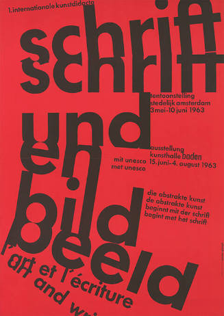 Schrift und Bild, Stedelijk Amsterdam, Kunsthalle Baden Baden