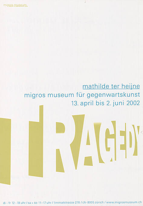 Tragedy, Mathilde Ter Heijne, Migros Museum für Gegenwartskunst