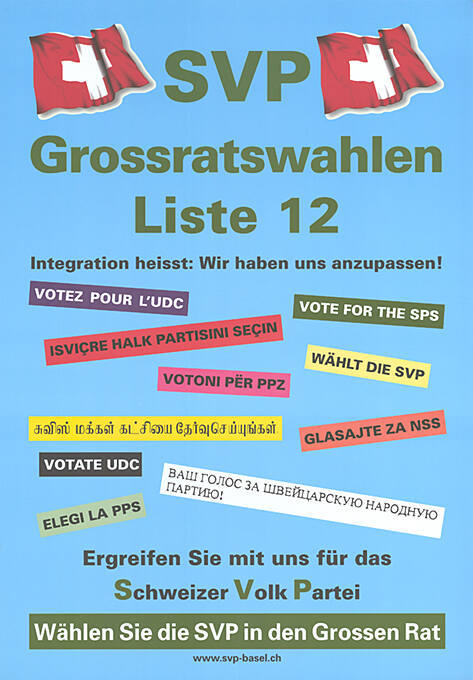 SVP, Grossratswahlen, Liste 12, Integration heisst: Wir haben uns anzupassen!