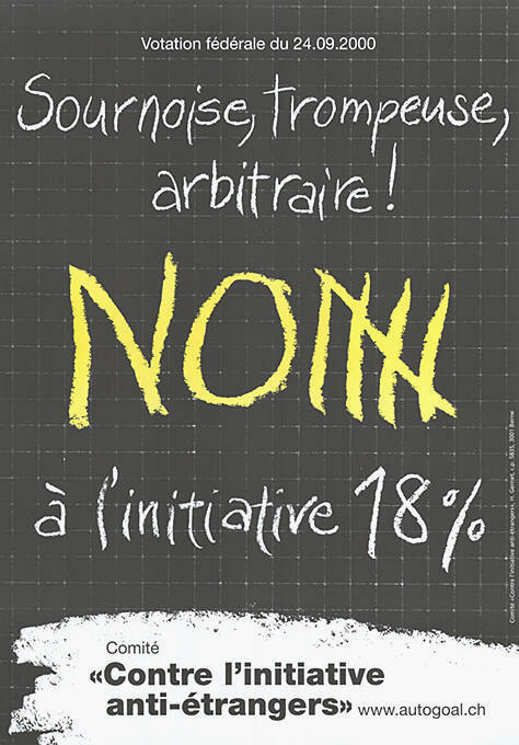 Sournoise, trompeuse, arbitraire! Non à l’initiative 18%