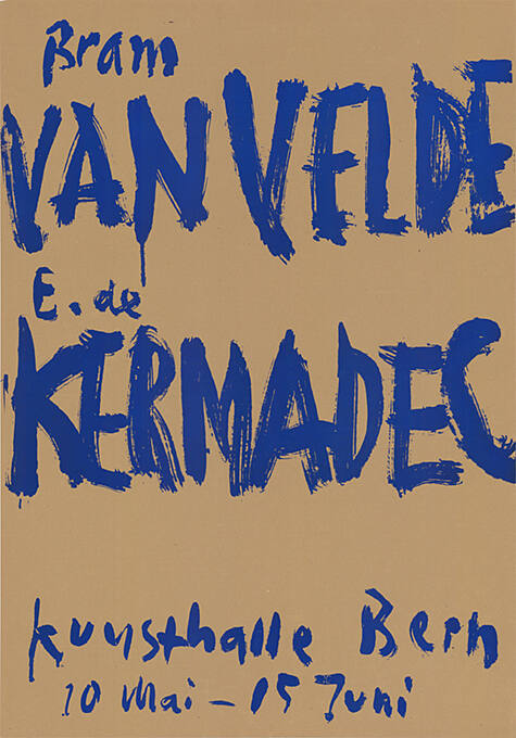 Bram van Velde, E. de Kermadec, Kunsthalle Bern