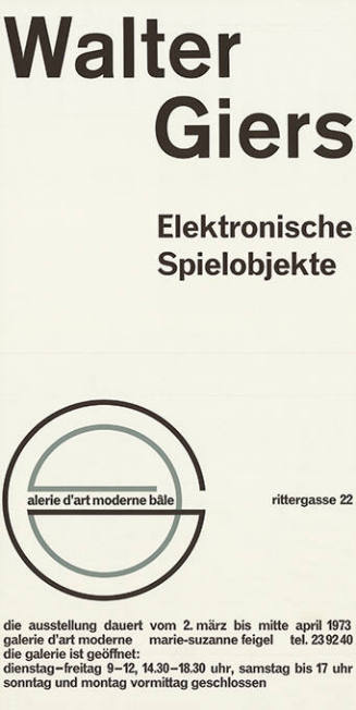 Walter Giers, Elektronische Spielobjekte, Galerie d’art moderne Bâle