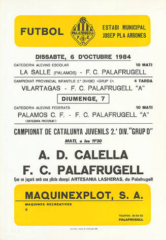 Futbol, A. D. Calella, F. C. Palafrugell, Estadi Municipal Josep Pla Arbonès