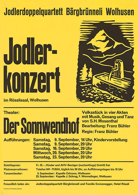 Jodlerkonzert, Jodlerdoppelquartett Bärgbrünneli, Der Sonnwendhof, Rösslisaal