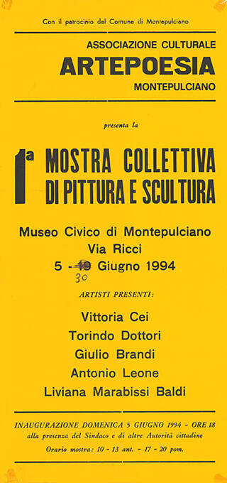 1a mostra collectiva di pittura e scultura, Museo Civico di Montepulciano