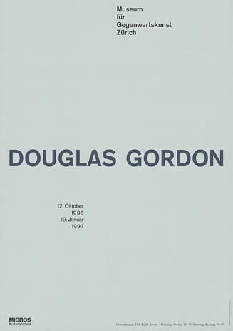 Douglas Gordon, Museum für Gegenwartskunst Zürich