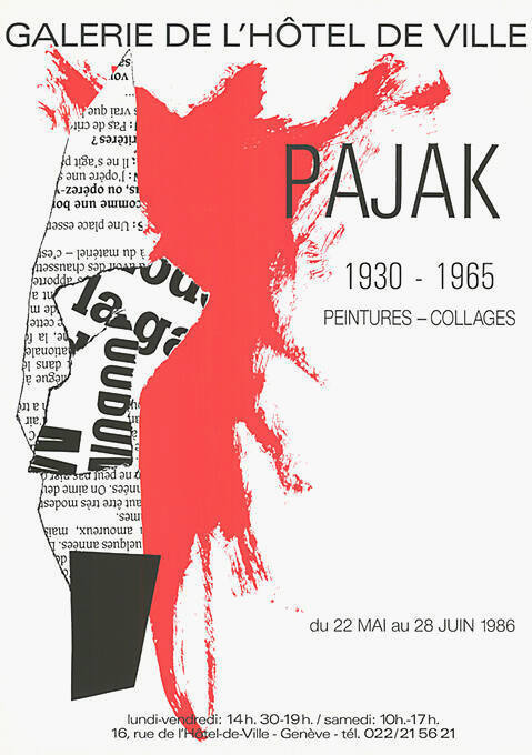 Pajak 1930–1965, Galerie l’Hôtel de Ville, Genève