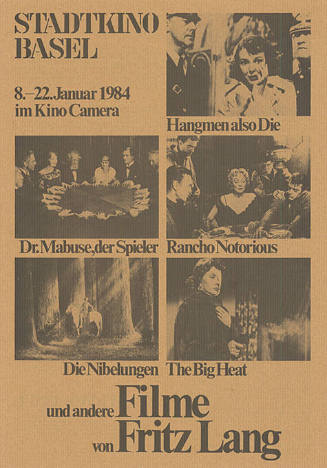 Und andere Filme von Fritz Lang, Kino Camera, Stadtkino Basel