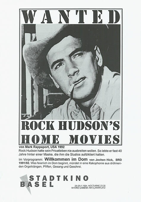 Wanted, Rock Hudson’s home movies, Cinema Camera, Stadtkino Basel