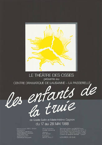 les enfants de la truie, Gisèle Sallin et Marie-Hélène Gagnon, Le théâte des osses, Centre Dramatique de Lausanne