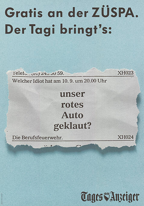 Gratis an der ZÜSPA. Der Tagi bringt’s:Tages-Anzeiger