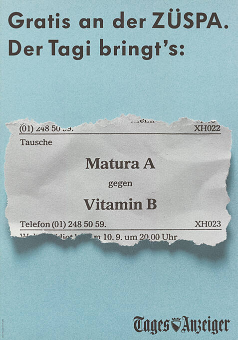 Gratis an der ZÜSPA. Der Tagi bringt’s: Tages-Anzeiger