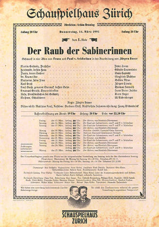 Der Raub der Sabinerinnen, Schauspielhaus Zürich