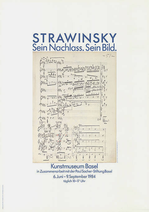 Strawinsky, Sein Nachlass, Sein Bild,  Kunstmuseum Basel