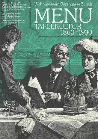 Menu,Tafelkultur 1860–1930, Wohnmuseum Bärengasse Zürich