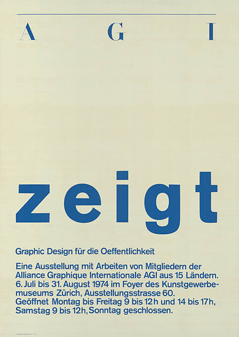 AGI zeigt, Graphic Design für die Oeffentlichkeit, Kunstgewerbemuseums Zürich