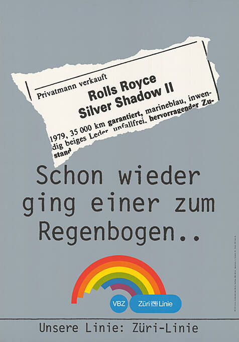 Schon wieder ging einer zum Regenbogen…, VBZ, Unsere Linie: Züri-Linie