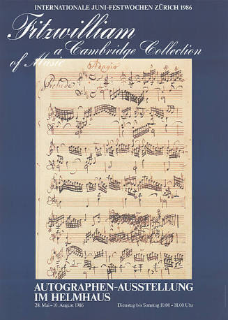 Fitzwilliam, a Cambridge Collection of Musik, Autographen-Ausstellung im Helmhaus Zürich