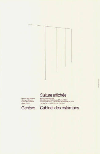 Culture affichée, Aeschlimann, Calame, Ducimetière, Pfund, Cabinet des Estampes, Genève