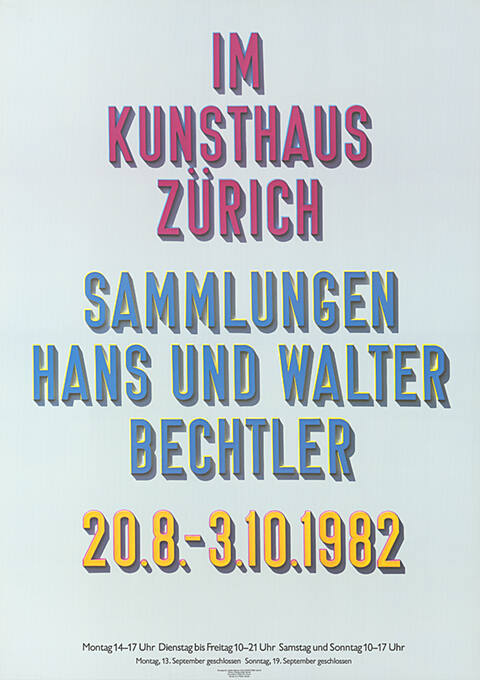 Im Kunsthaus Zürich, Sammlungen Hans und Walter Bechtler