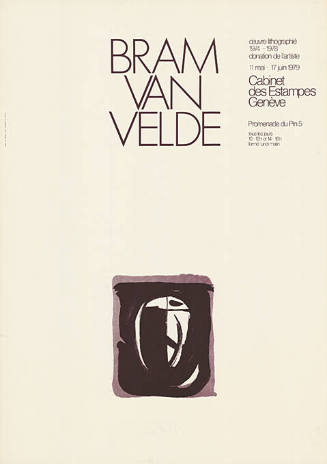 Bram van Velde, Cabinet des Estampes, Genève