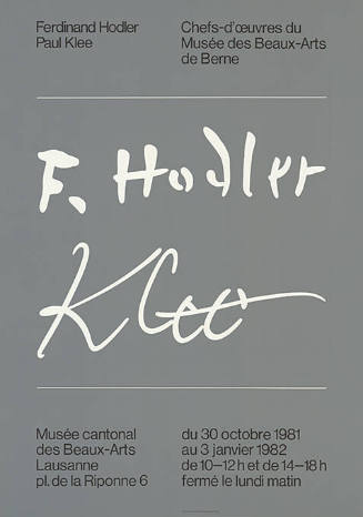 Ferdinand Hodler, Paul Klee, Musée cantonal des Beaux-Arts Lausanne