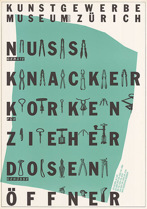 Nussknacker, Korkenzieher, Dosenöffner, Geräte für Genüsse, Kunstgewerbemuseum Zürich