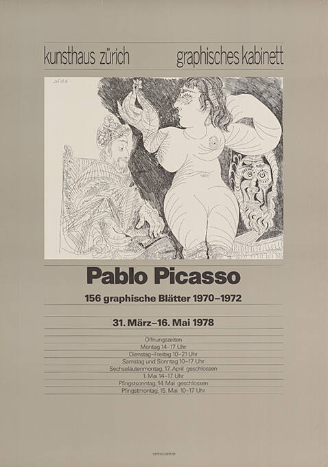 Pablo Picasso, 156 graphische Blätter 1970–1972, Kunsthaus Zürich, Graphisches Kabinett