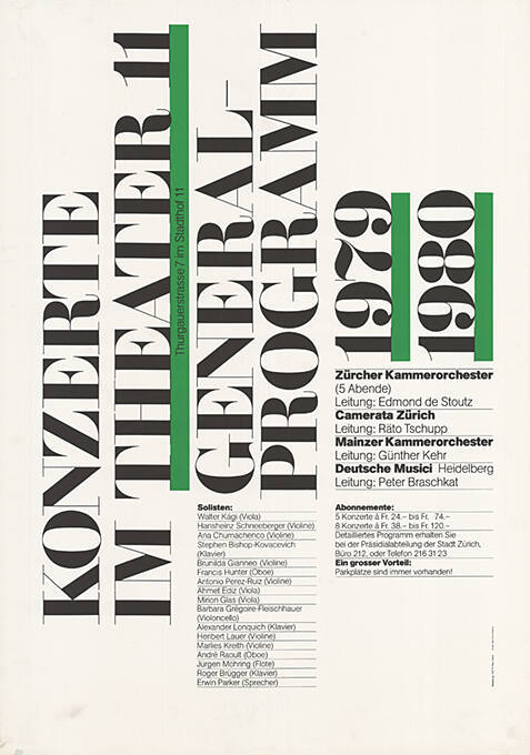 Konzerte im Theater 11, Generalprogramm 1979/1980