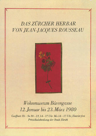 Das Zürcher Herbar von Jean-Jacques Rousseau, Wohnmuseum Bärengasse