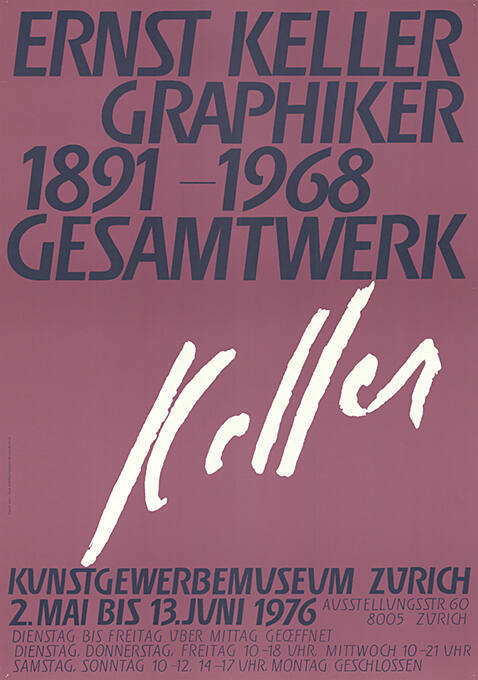 Ernst Keller, Graphiker 1891–1968, Gesamtwerk, Kunstgewerbemuseum Zürich