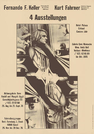 Fernando F. Keller, Kurt Fahrner, 4 Ausstellungen, Hotel Palace Gstaad, Galerie Cave Manouche, Aktionsgalerie Bern, Fahrnsburggruppe