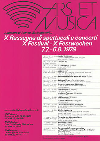 Ars et musica, X Rassegna di spettacoli e Concerti, Anfiteatro di Aranno