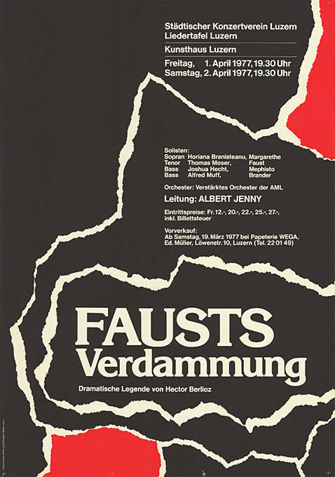 Fausts Verdammung, Städtischer Konzertverein Luzern, Liedertafel Luzern, Kunsthaus Luzern