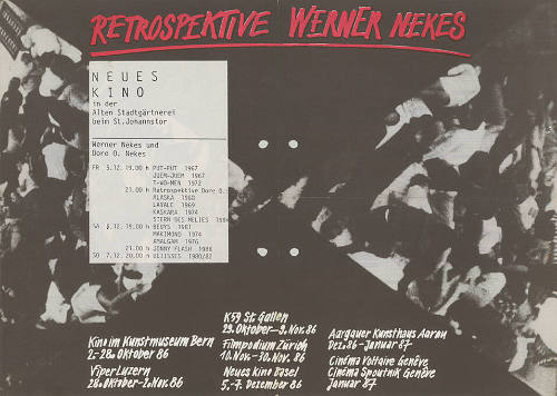 Retrospektive Werner Nekes, Neues Kino