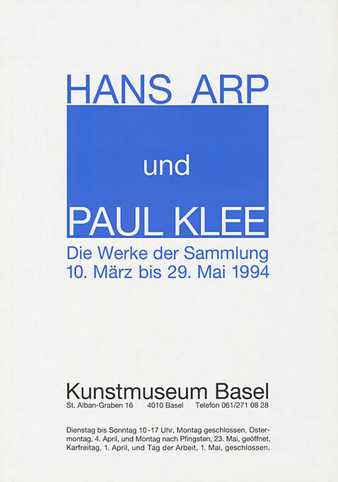 Hans Arp und Paul Klee, Kunstmuseum Basel